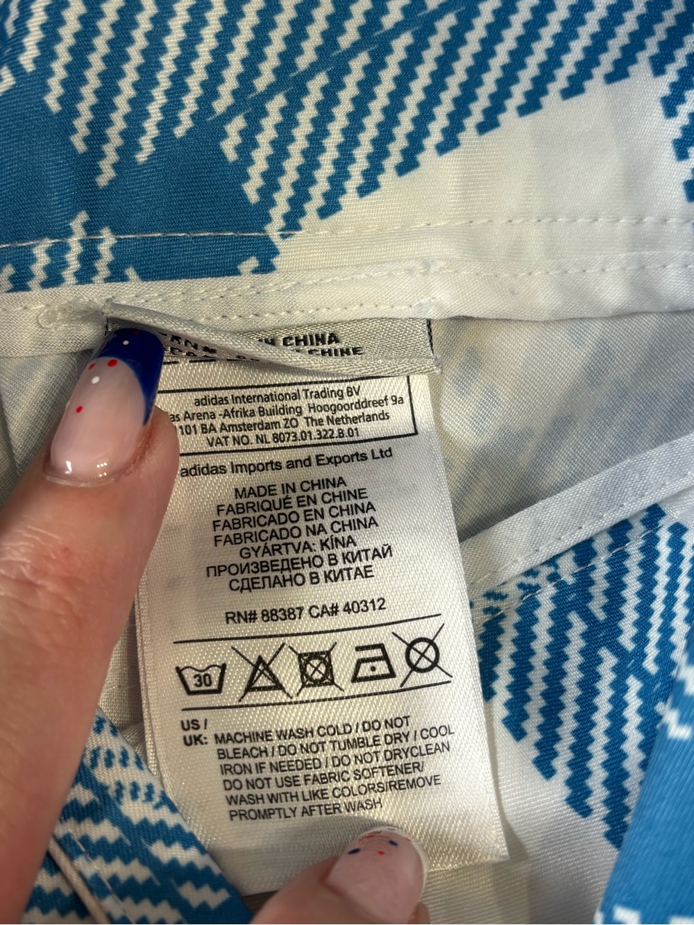 adidas Blue and White Plaid Women’s Bermuda Shorts - Picture 4 of 9